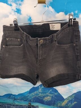 Cosmic Blue Love Women's Dark Gray Denim Shorts